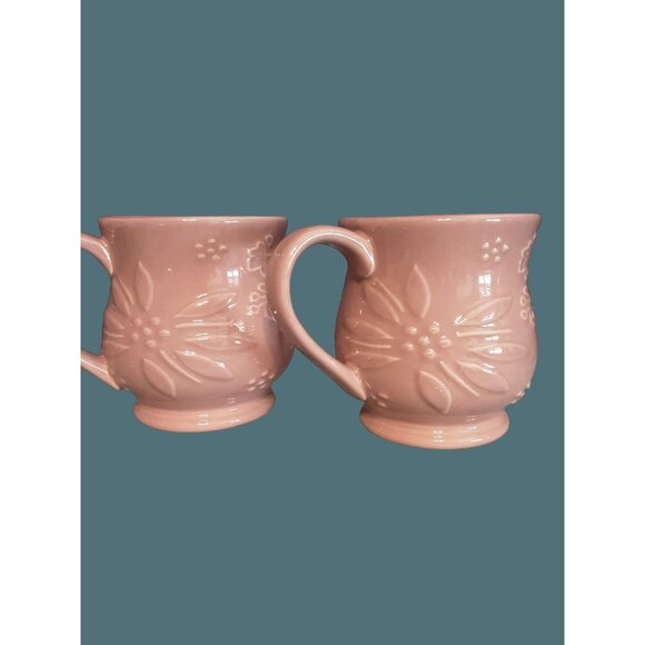 Temptations By Tara Set 2 Mugs Sculptural Celebration 16oz Special Edition Pink - Picture 3 of 11